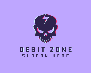 Glitch Lightning Skull logo design