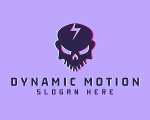 Glitch Lightning Skull logo design