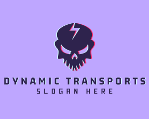 Glitch Lightning Skull logo design