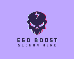 Glitch Lightning Skull logo design