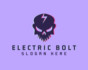 Glitch Lightning Skull logo