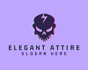 Glitch Lightning Skull logo design