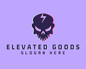 Glitch Lightning Skull logo design