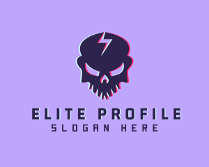 Glitch Lightning Skull logo design