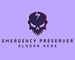 Glitch Lightning Skull logo design