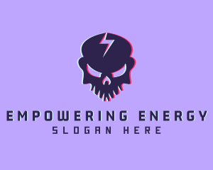 Glitch Lightning Skull logo design