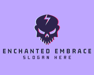 Glitch Lightning Skull logo design