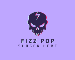 Glitch Lightning Skull logo design