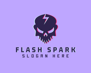 Glitch Lightning Skull logo