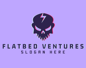 Glitch Lightning Skull logo design