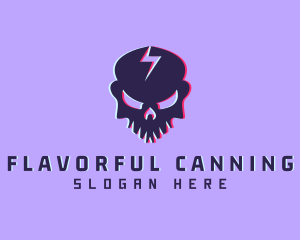 Glitch Lightning Skull logo design