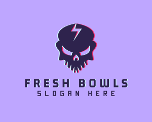 Glitch Lightning Skull logo design