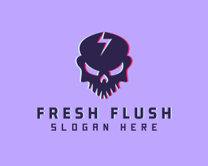 Glitch Lightning Skull logo design