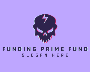 Glitch Lightning Skull logo design