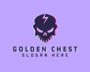 Glitch Lightning Skull logo design