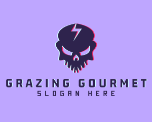 Glitch Lightning Skull logo design