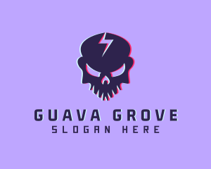 Glitch Lightning Skull logo design