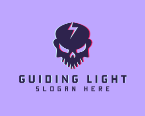 Glitch Lightning Skull logo design