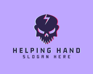 Glitch Lightning Skull logo design