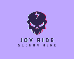 Glitch Lightning Skull logo design