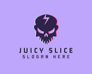 Glitch Lightning Skull logo design