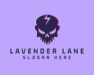 Glitch Lightning Skull logo design