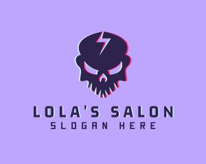 Glitch Lightning Skull logo design