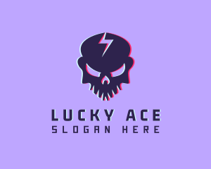 Glitch Lightning Skull logo design