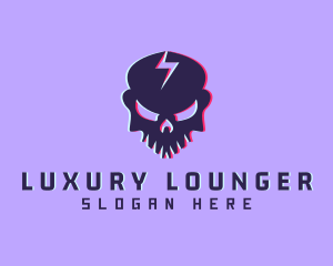 Glitch Lightning Skull logo design