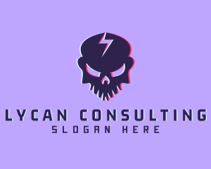 Glitch Lightning Skull logo design