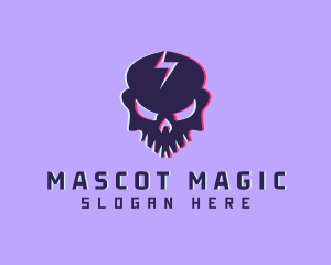 Glitch Lightning Skull logo design