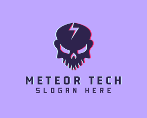 Glitch Lightning Skull logo design