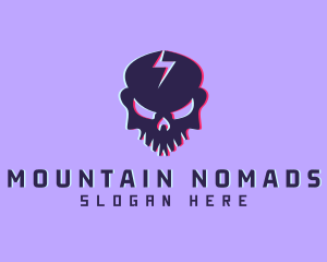 Glitch Lightning Skull logo design