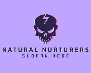 Glitch Lightning Skull logo design