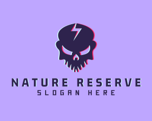 Glitch Lightning Skull logo design