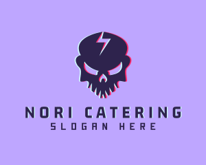 Glitch Lightning Skull logo design