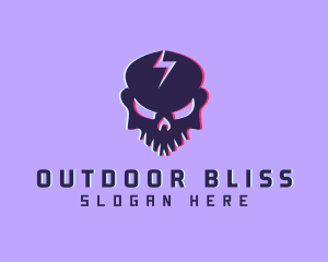 Glitch Lightning Skull logo design