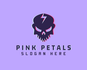 Glitch Lightning Skull logo design