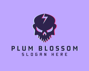 Glitch Lightning Skull logo design