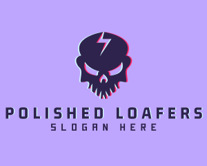 Glitch Lightning Skull logo design