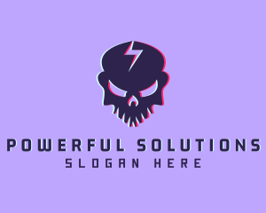 Glitch Lightning Skull logo design