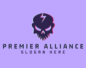 Glitch Lightning Skull logo design