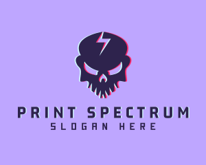 Glitch Lightning Skull logo design