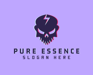 Glitch Lightning Skull logo design