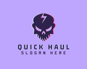 Glitch Lightning Skull logo design