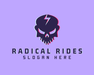 Glitch Lightning Skull logo design