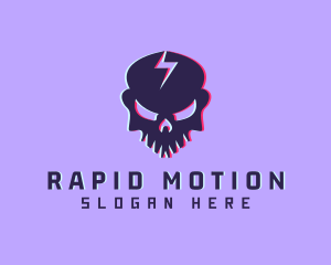 Glitch Lightning Skull logo design