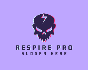 Glitch Lightning Skull logo design