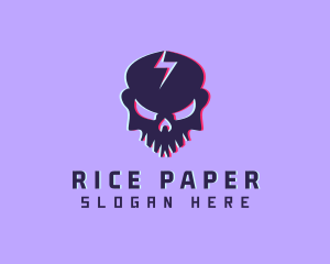 Glitch Lightning Skull logo design