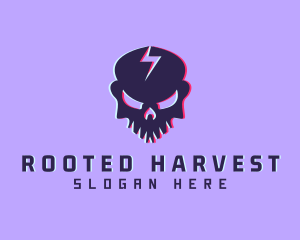 Glitch Lightning Skull logo design